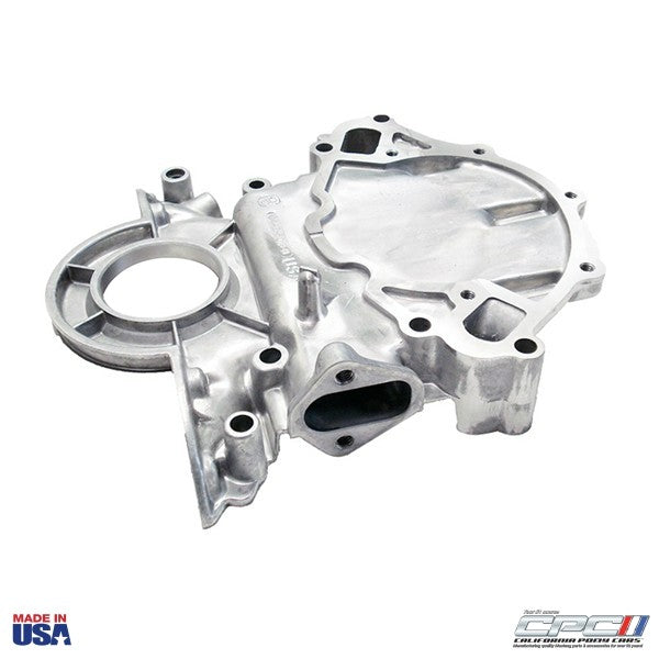 1965-1966 MUSTANG TIMING CHAIN COVER WITH MOLDED TIMING POINTER.