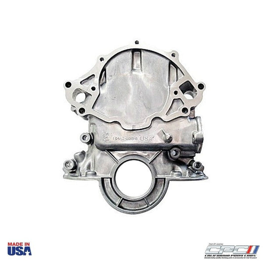 1965-1966 MUSTANG TIMING CHAIN COVER WITH MOLDED TIMING POINTER.