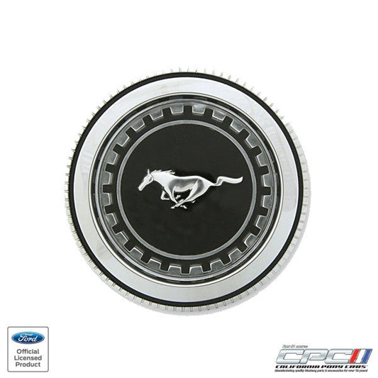 1969-1970 MUSTANG GAS CAP, NON-VENTED WITH SECURITY CABLE. FOR CARS WITH EVAPORATION EMISSION SYSTEM.